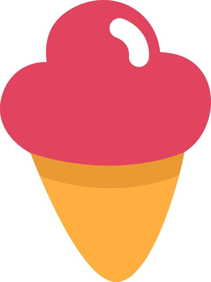 Red ice cream in cone, illustration, vector, on a white background. vector