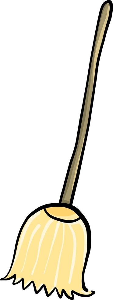 Wooden broom, illustration, vector on white background