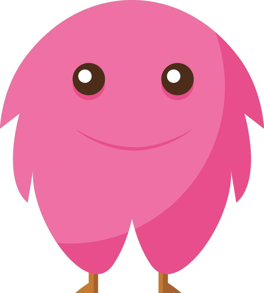 Happy pink monster, illustration, vector on white background.