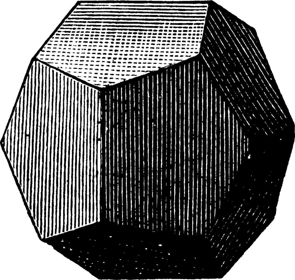 Pyritohedron, vintage illustration. vector