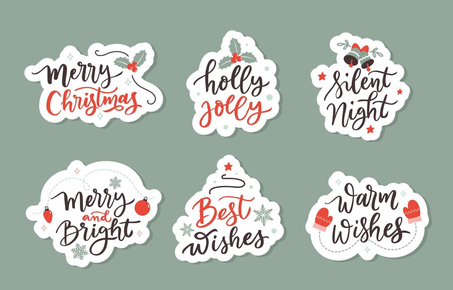 Hand Lettering Christmas Greeting Sticker vector