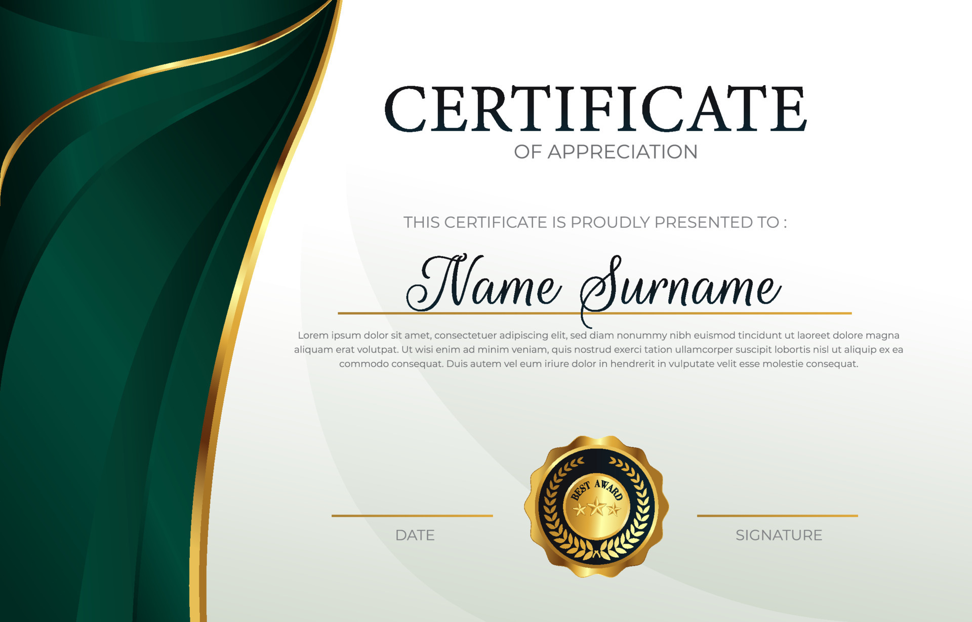 Professional Green Certificate Template Design 13756534 Vector Art at