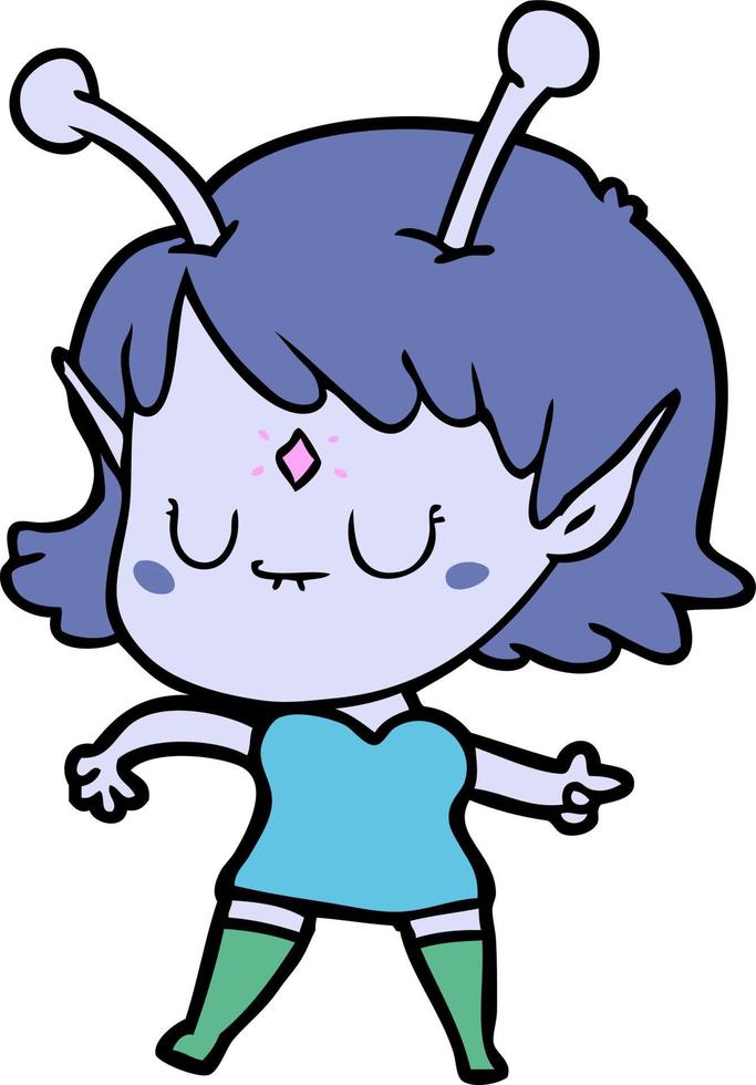 Cartoon cute alien girl vector