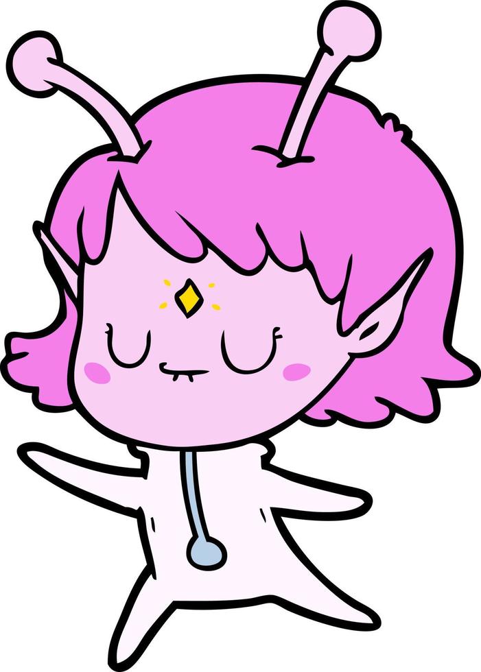 Cartoon cute alien girl vector