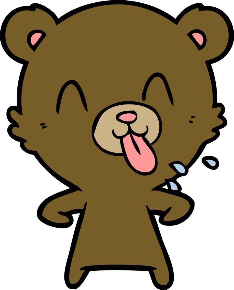 Cartoon bear sticking tongue out vector