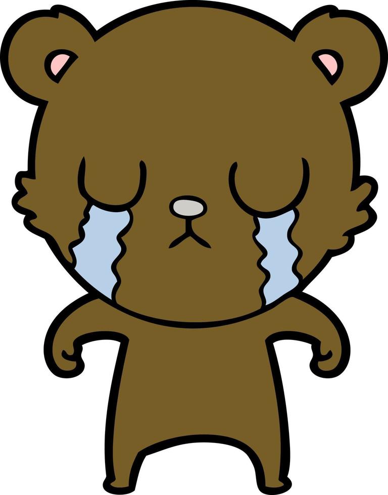 Cartoon bear crying vector