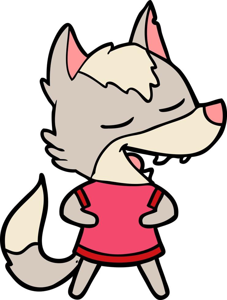 Cartoon laughing wolf vector