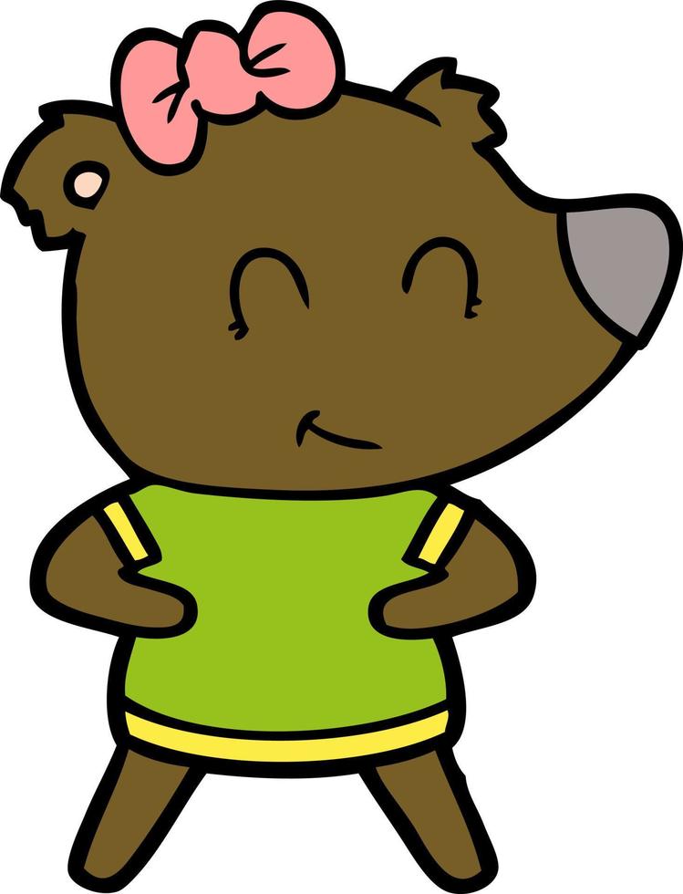 caricatura, lindo, hembra, oso vector