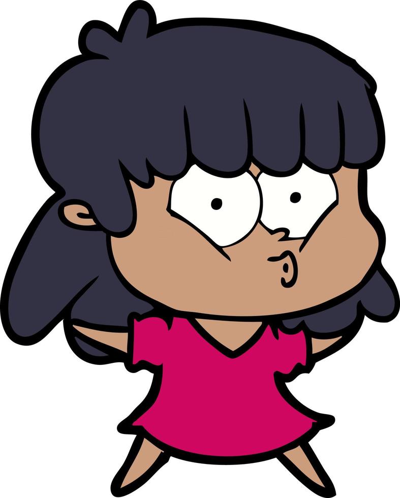 niña silbando de dibujos animados vector