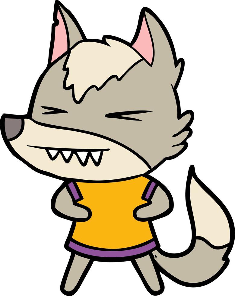 Cartoon angry wolf vector