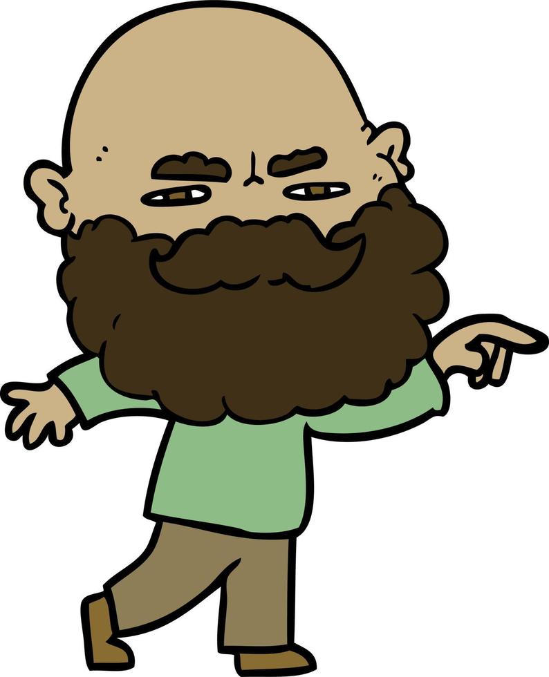 Cartoon man with beard frowning vector