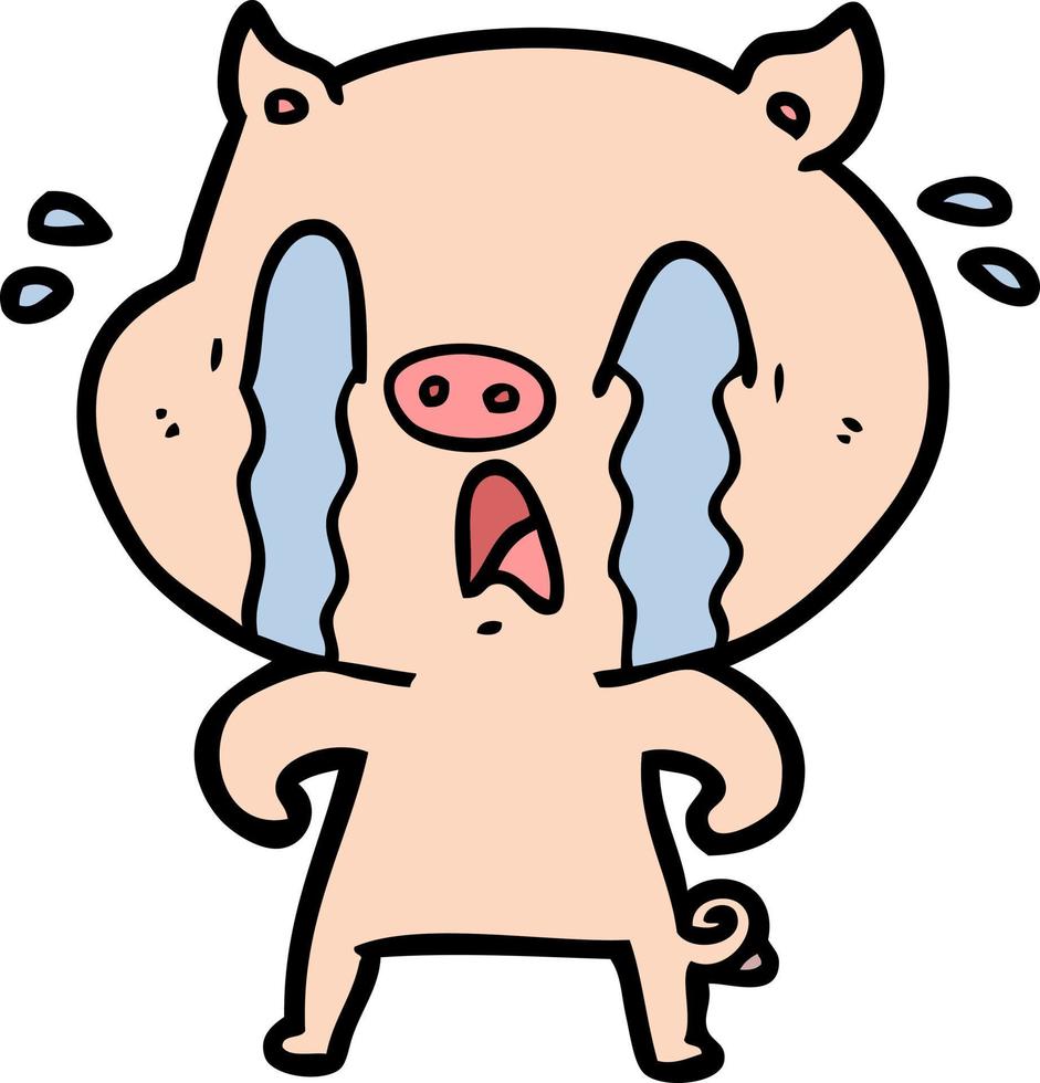 Cartoon pig crying vector