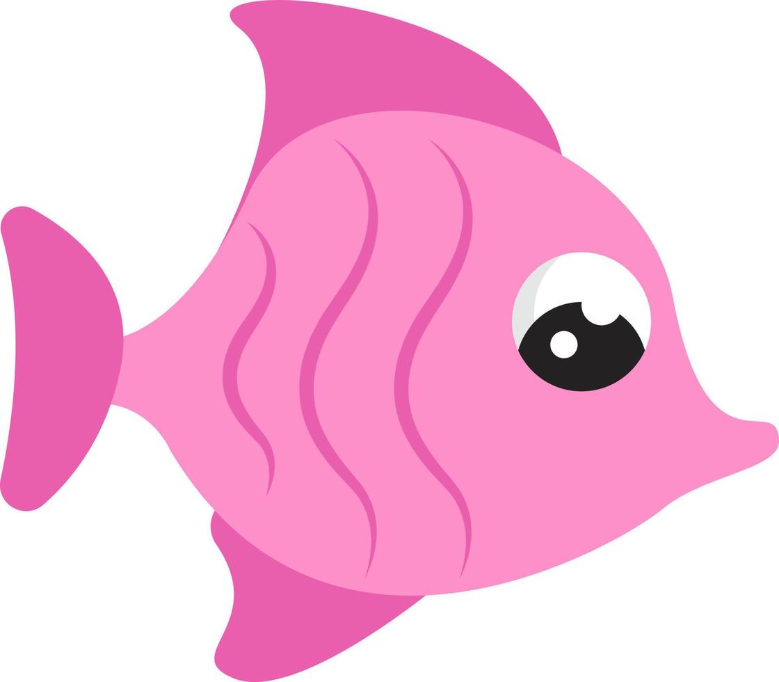 Pink cute fish, illustration, vector on white background.