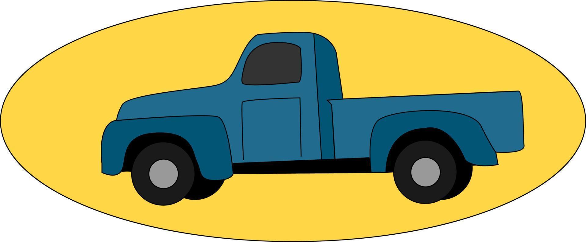 Camioneta azul, ilustración, vector sobre fondo blanco.