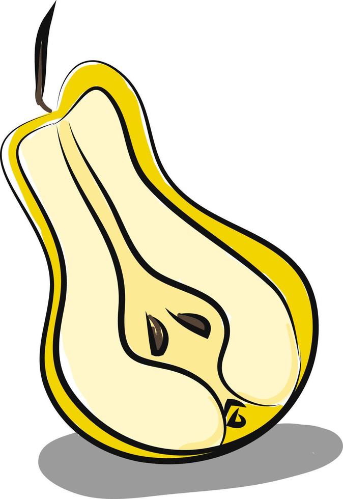 A sliced yellow pear, vector or color illustration.