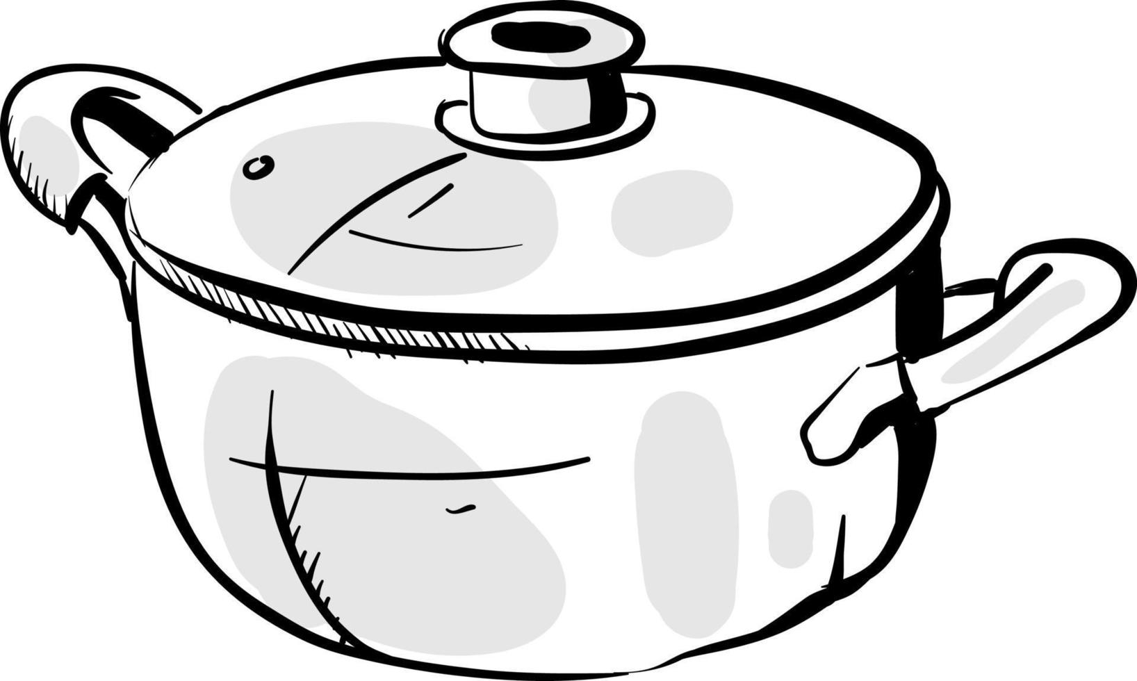 Dibujo de olla de cocina, ilustración, vector sobre fondo blanco.