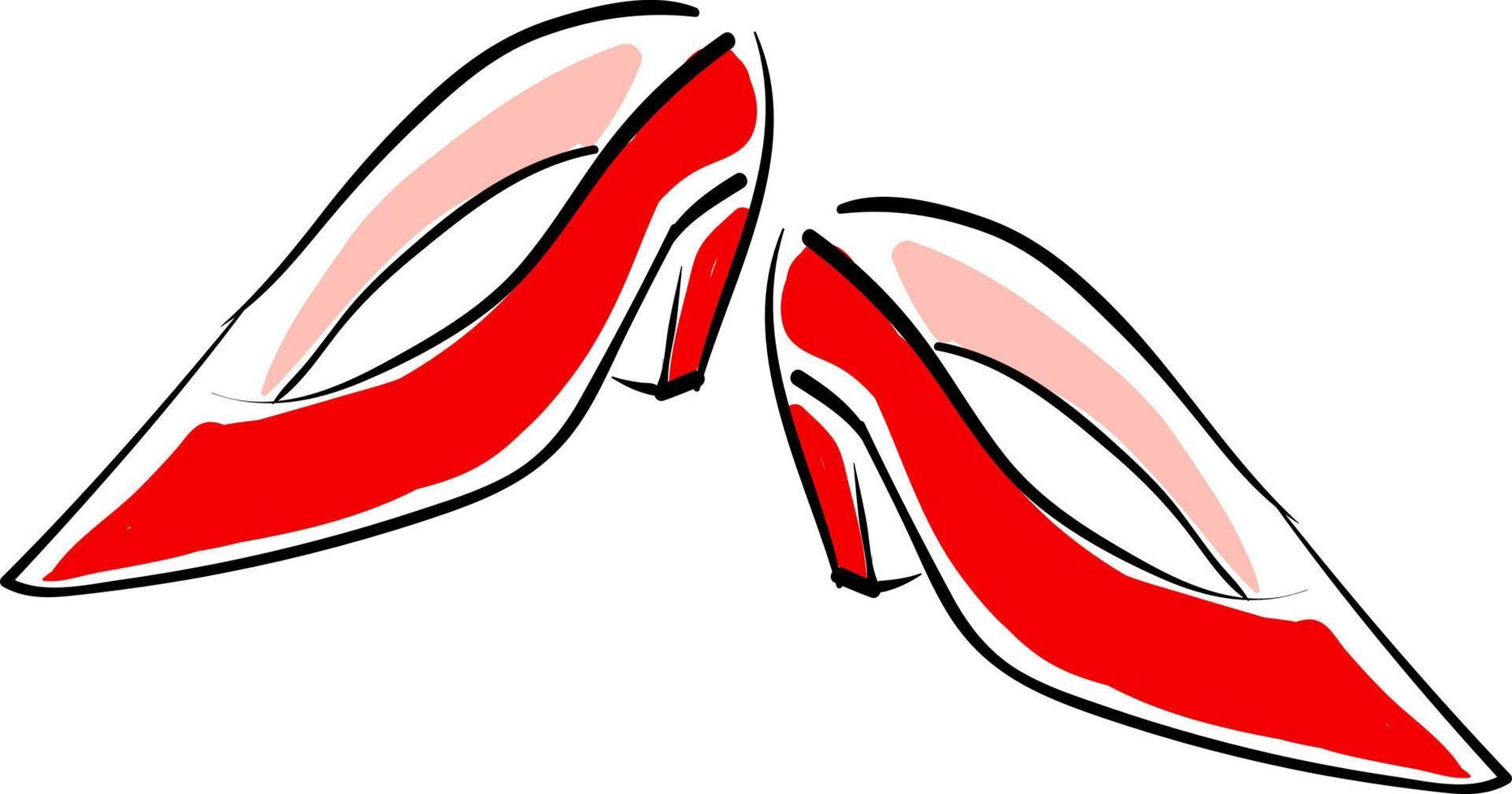 Red woman shoes, illustration, vector on white background.