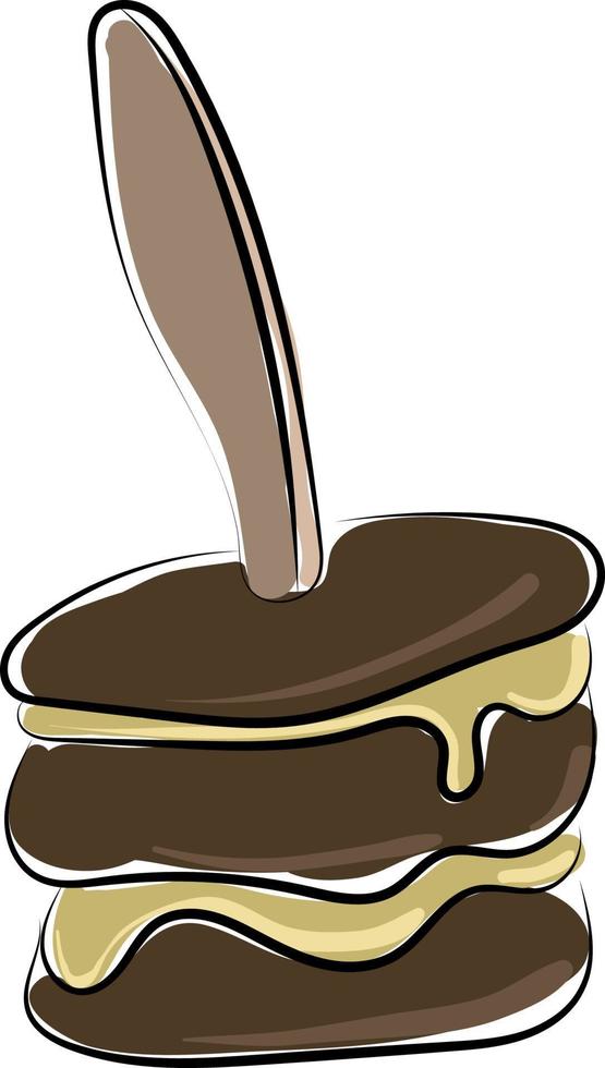 Yummy cake, illustration, vector on white background.