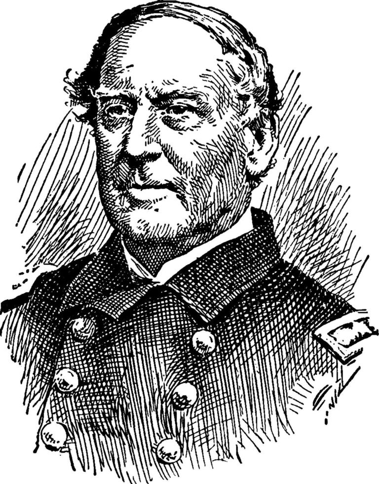 almirante david g. farragut, ilustración de la vendimia vector