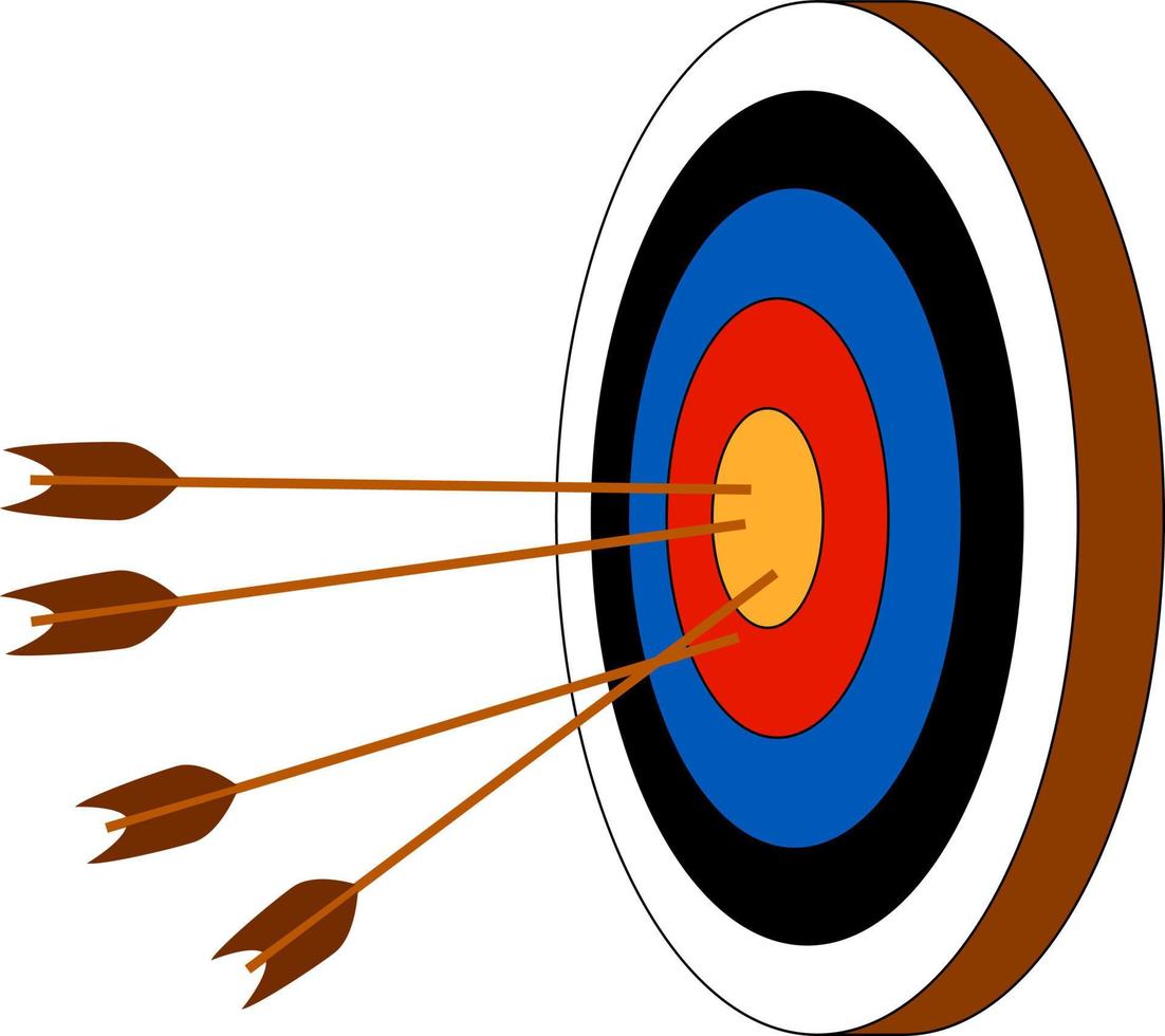 Archery target, illustration, vector on white background.