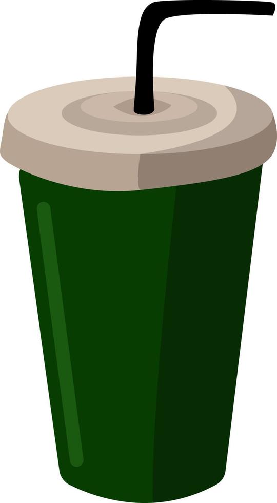 Vaso de plástico verde, ilustración, vector sobre fondo blanco.