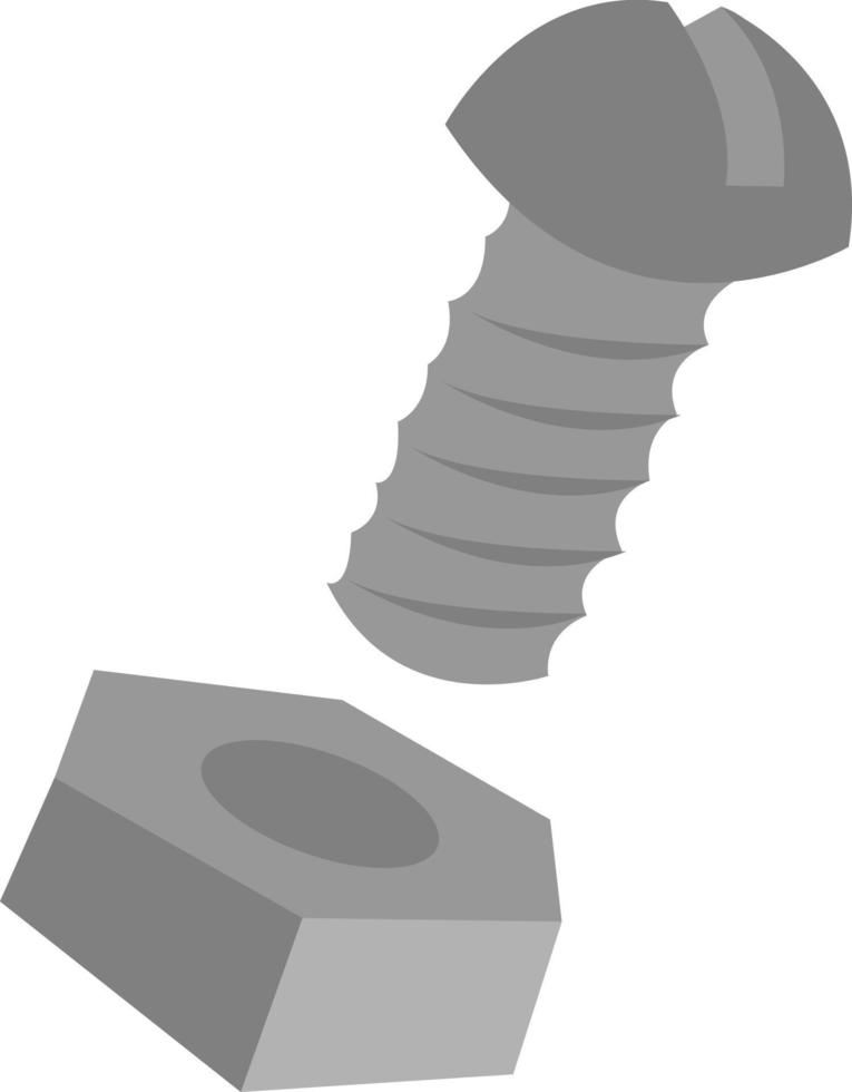 Bolt and nut, illustration, vector on white background.