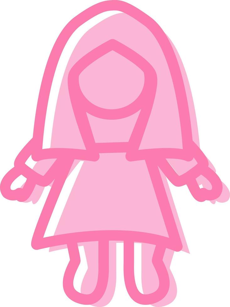 muñeca rosa, ilustración, vector sobre fondo blanco.