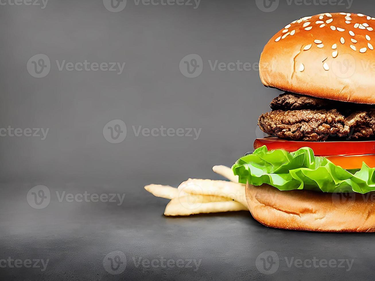 Gourmet fresh delicious homemade hamburger. photo