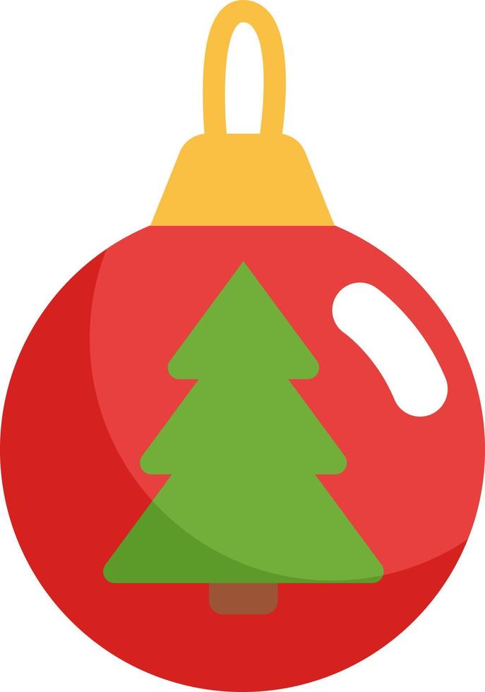 juguete de árbol rojo simple con árbol de navidad, ilustración, vector, sobre un fondo blanco. vector