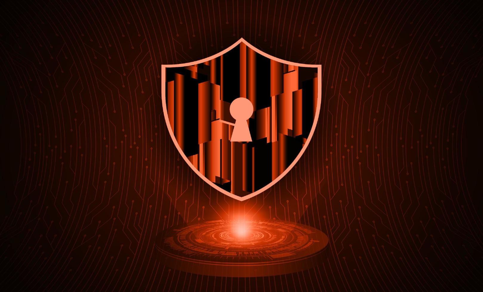 Modern Holographic Padlock for Cybersecurity Technology Background vector
