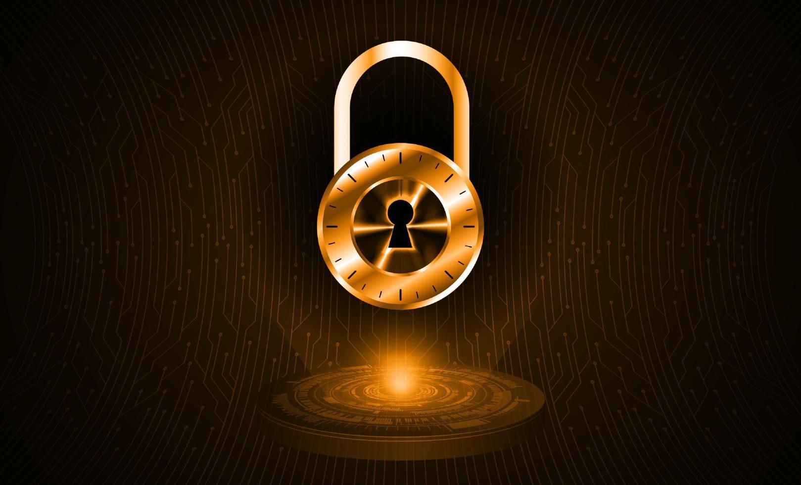 Modern Holographic Padlock for Cybersecurity Technology Background vector