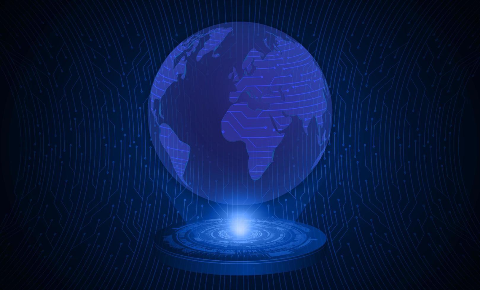 Modern World Map Holographic Projector on Technology Background vector