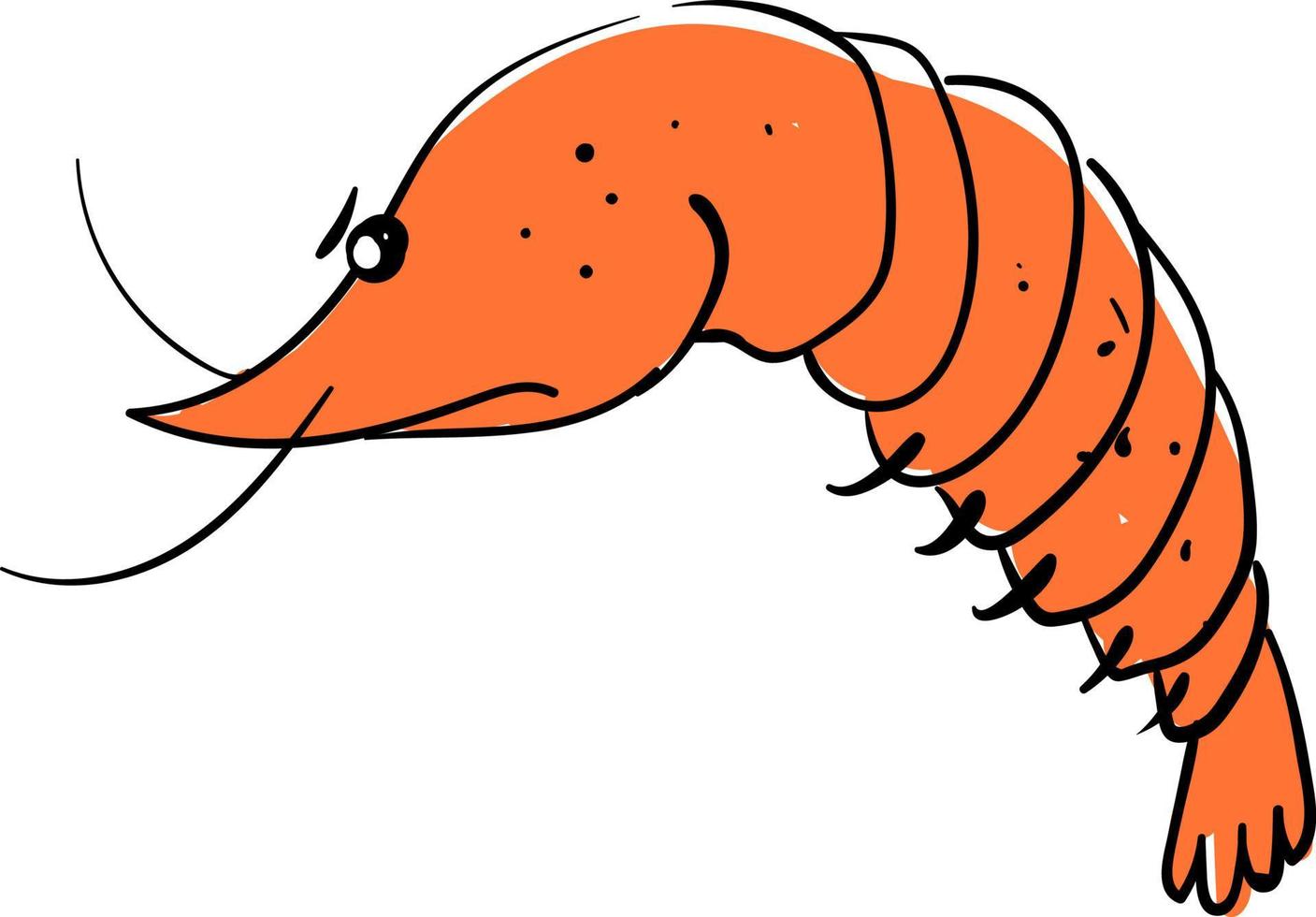 Angry shrimp, illustration, vector on white background.