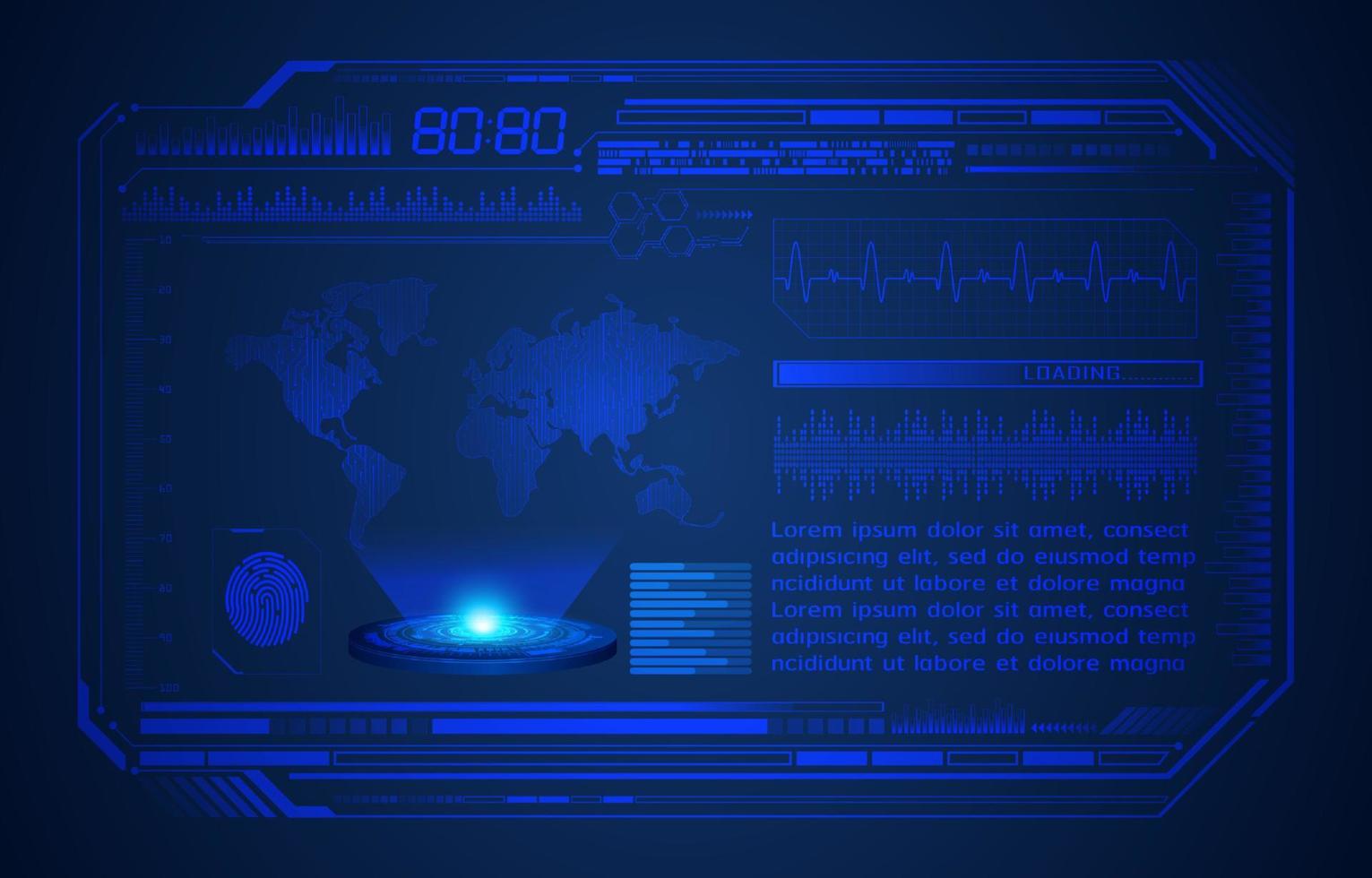 fondo de pantalla de tecnología hud moderna azul con globo holográfico vector