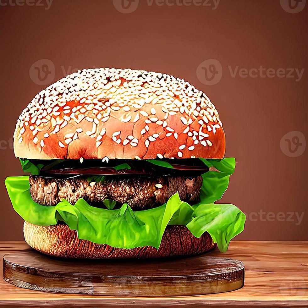 deliciosa hamburguesa casera gourmet fresca. foto
