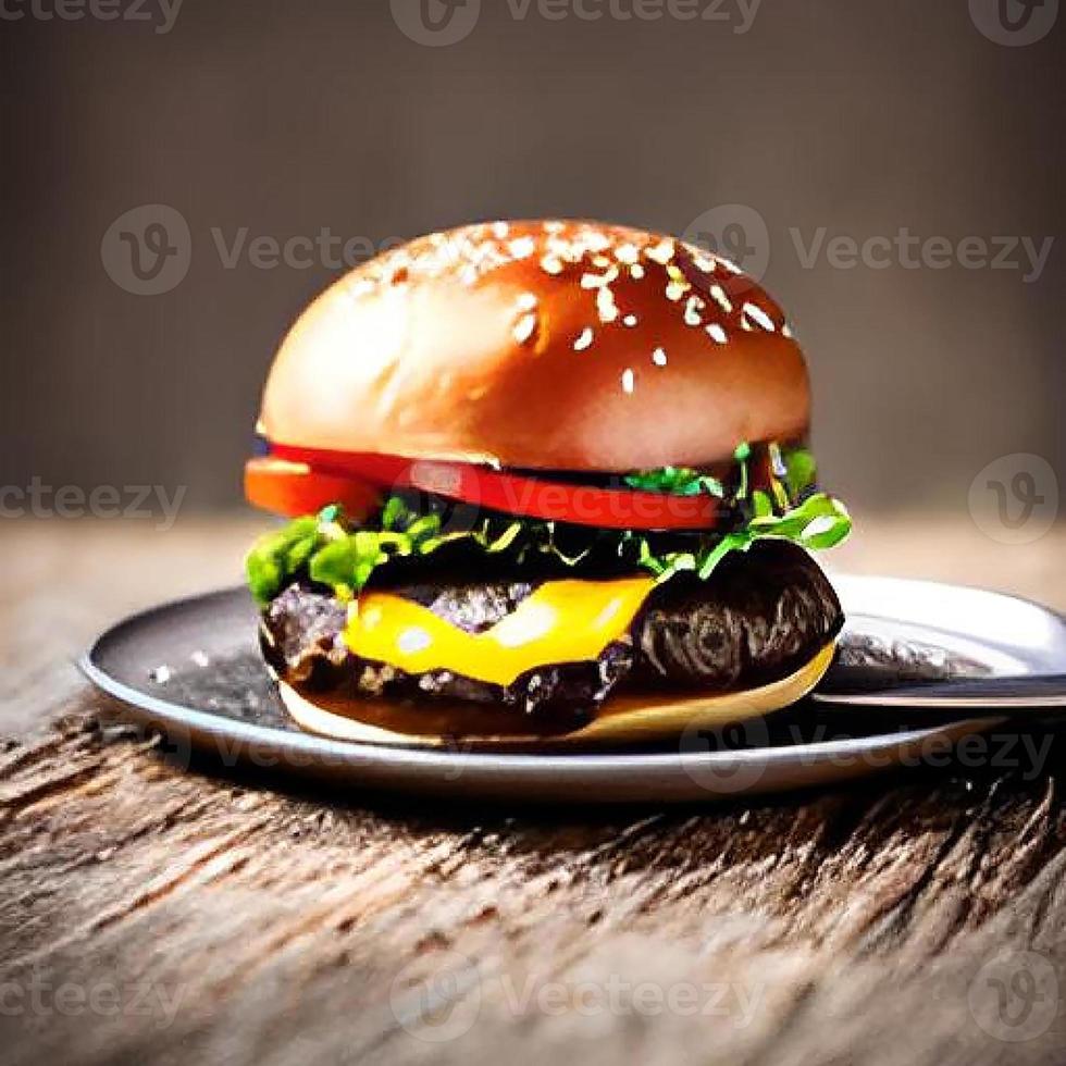 Gourmet fresh delicious homemade hamburger. photo