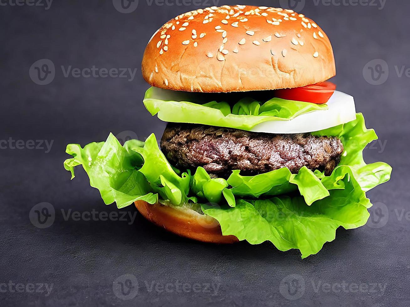 deliciosa hamburguesa casera gourmet fresca. foto