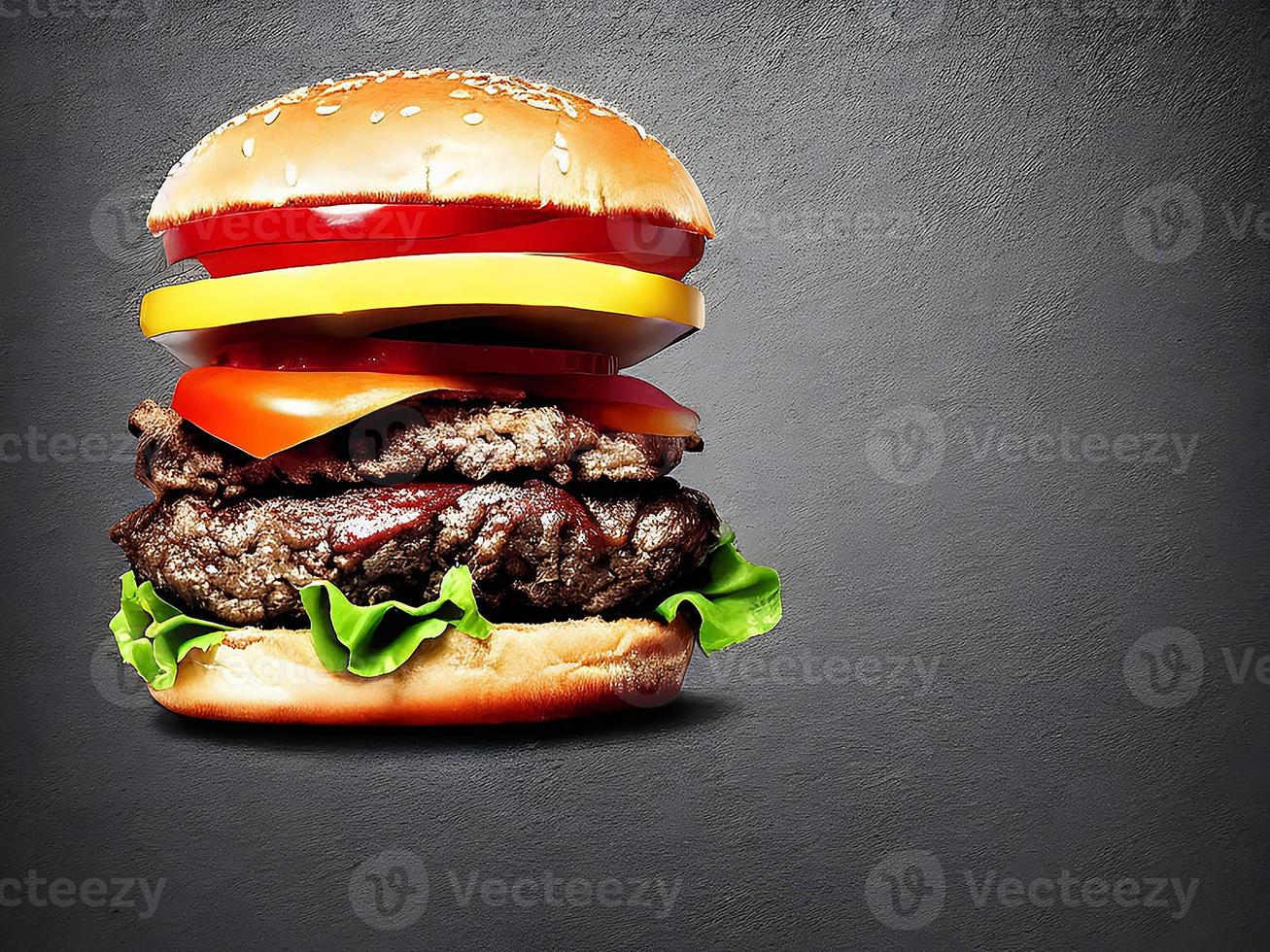 Gourmet fresh delicious homemade hamburger. photo
