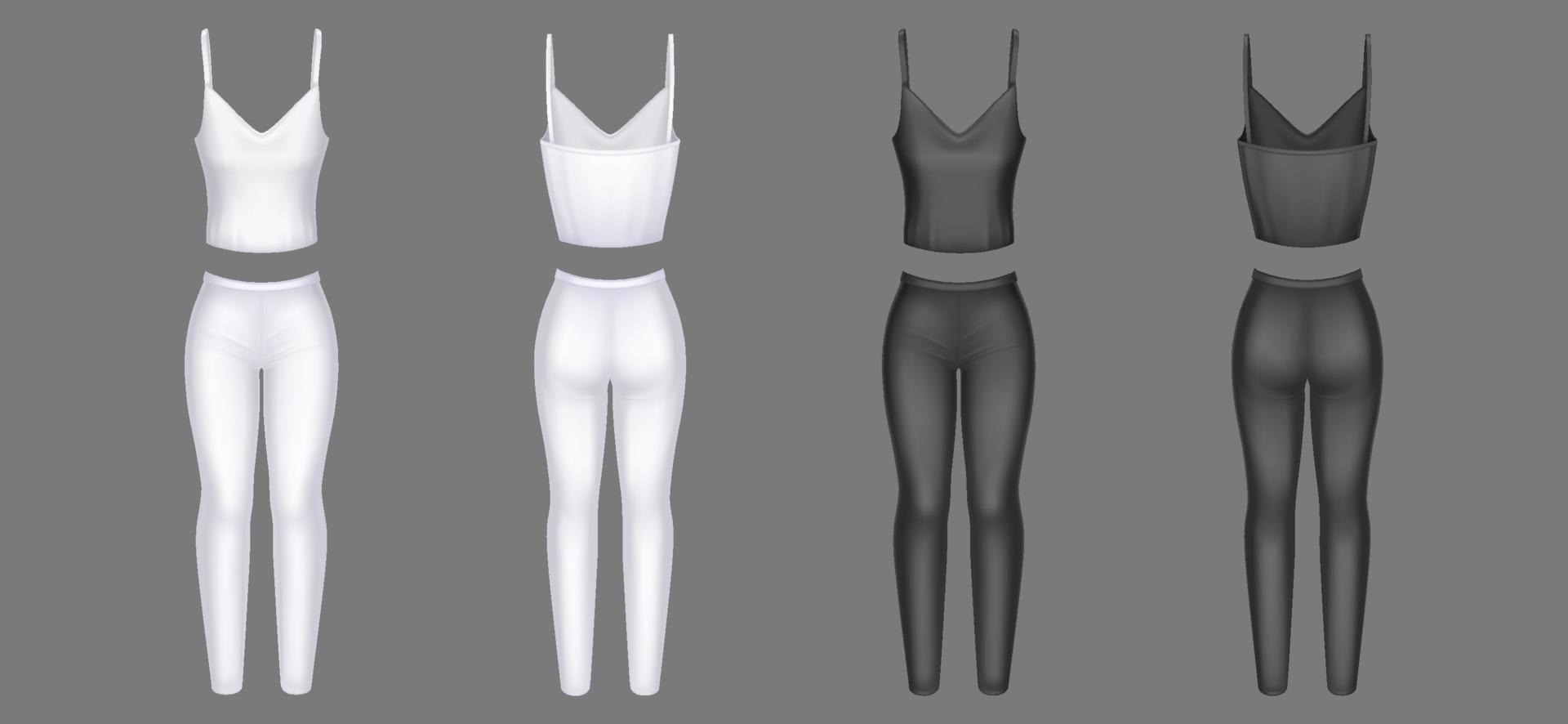 ropa de mujer 3d vector pantalones ajustados y camiseta sin mangas