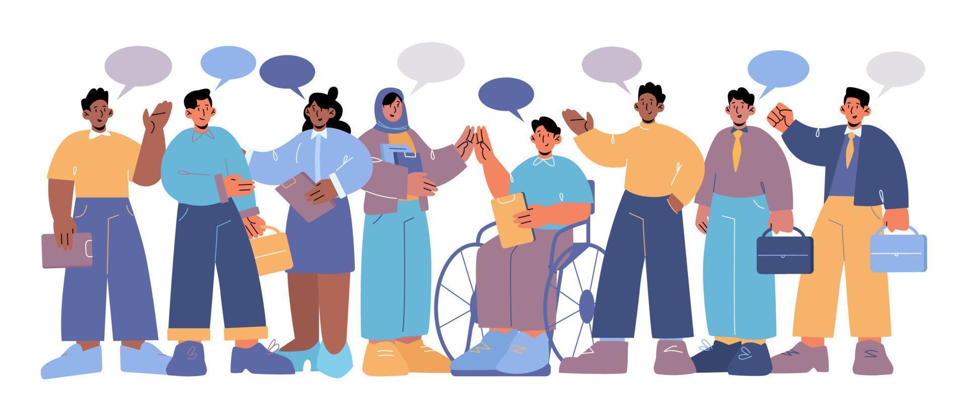 Diverse business people multiracial team speak vector
