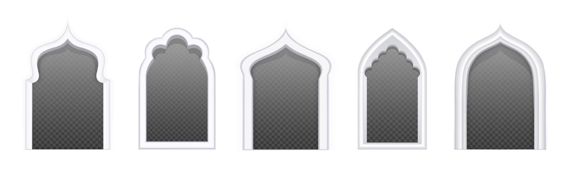 Islamic arabic windows of mosque, castle, palace vector