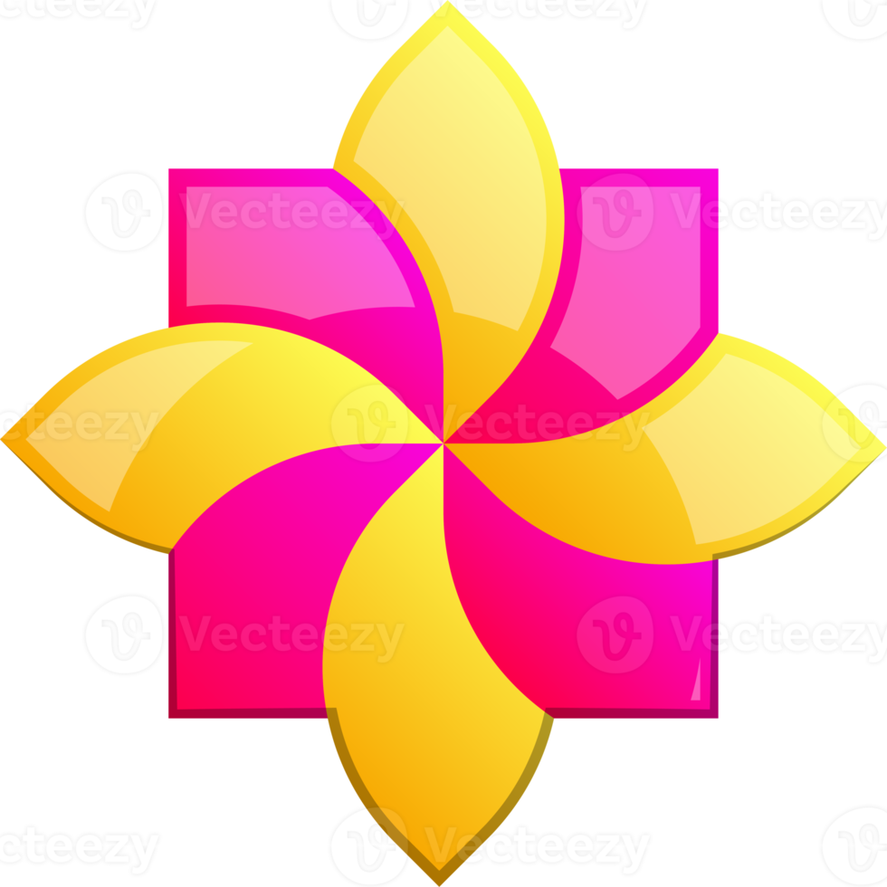 illustration abstraite du logo de la fleur à quatre pétales dans un style branché et minimal png