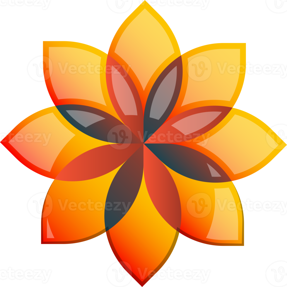 Abstract eight petal flower logo illustration in trendy and minimal style png
