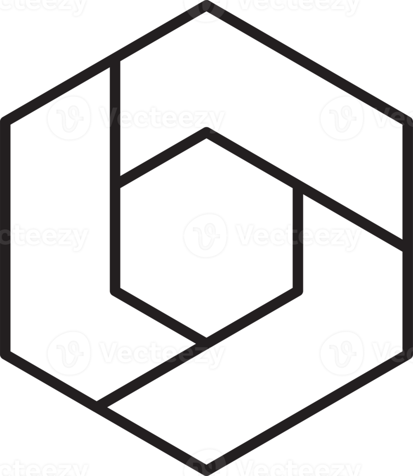 illustration abstraite du logo hexagone et cercle dans un style branché et minimaliste png