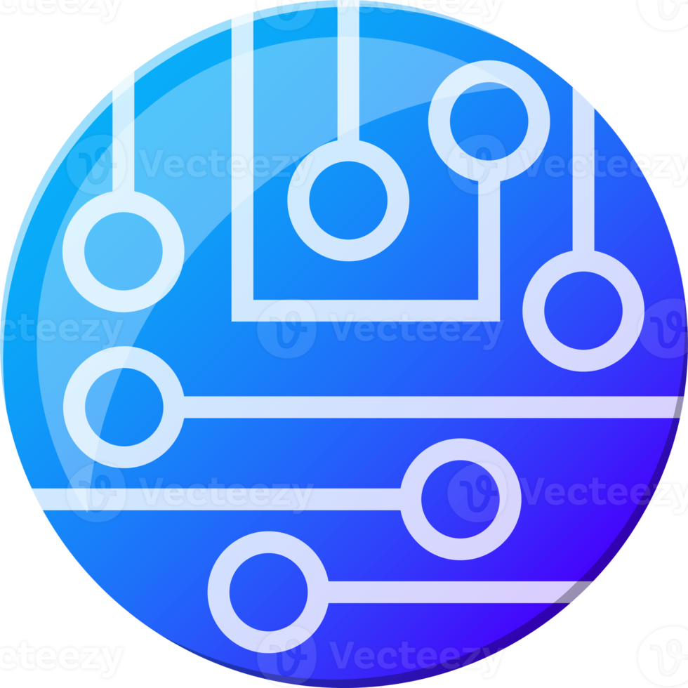 Abstract circle logo and circuit board illustration in trendy and minimal style png