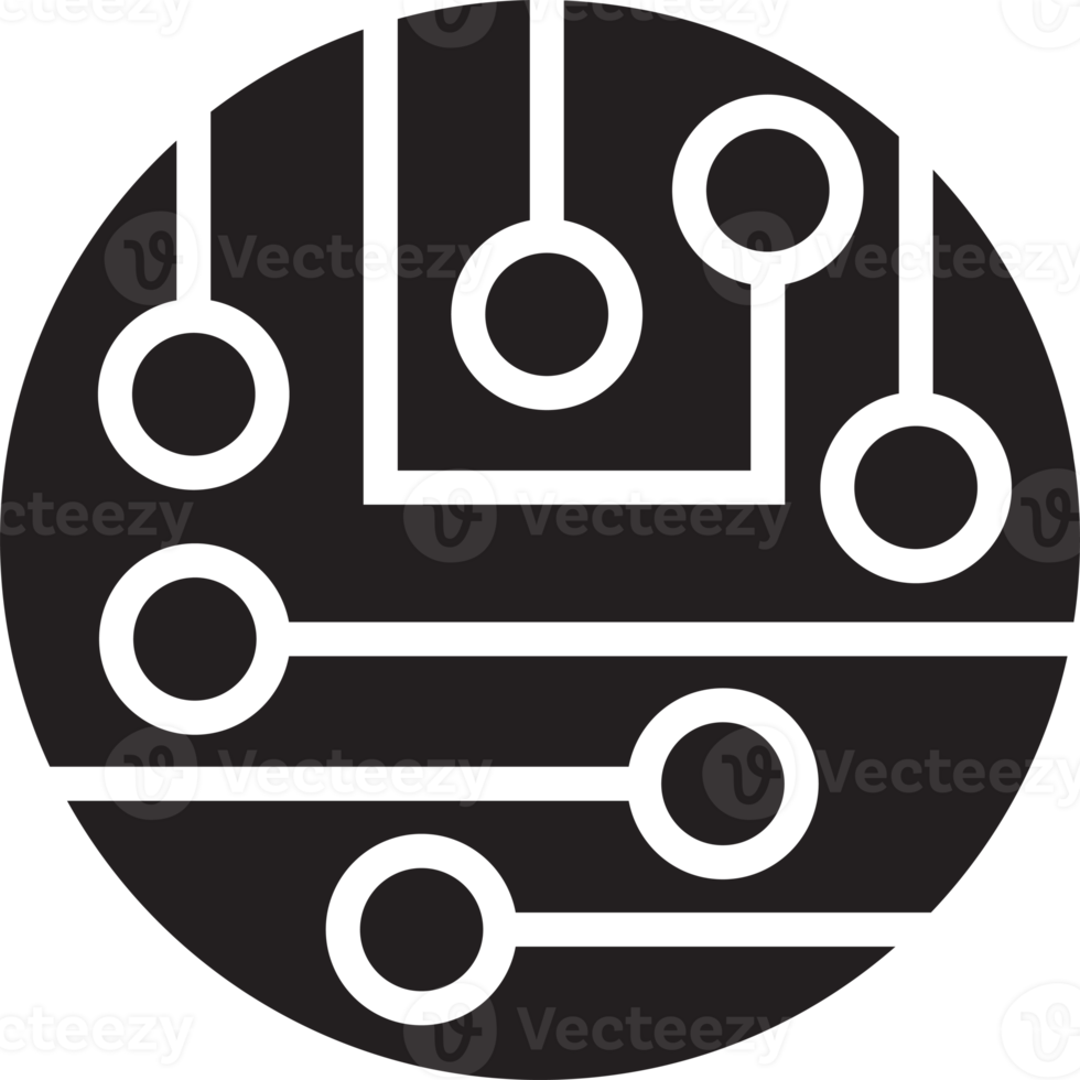 logo de cercle abstrait et illustration de carte de circuit imprimé dans un style branché et minimal png
