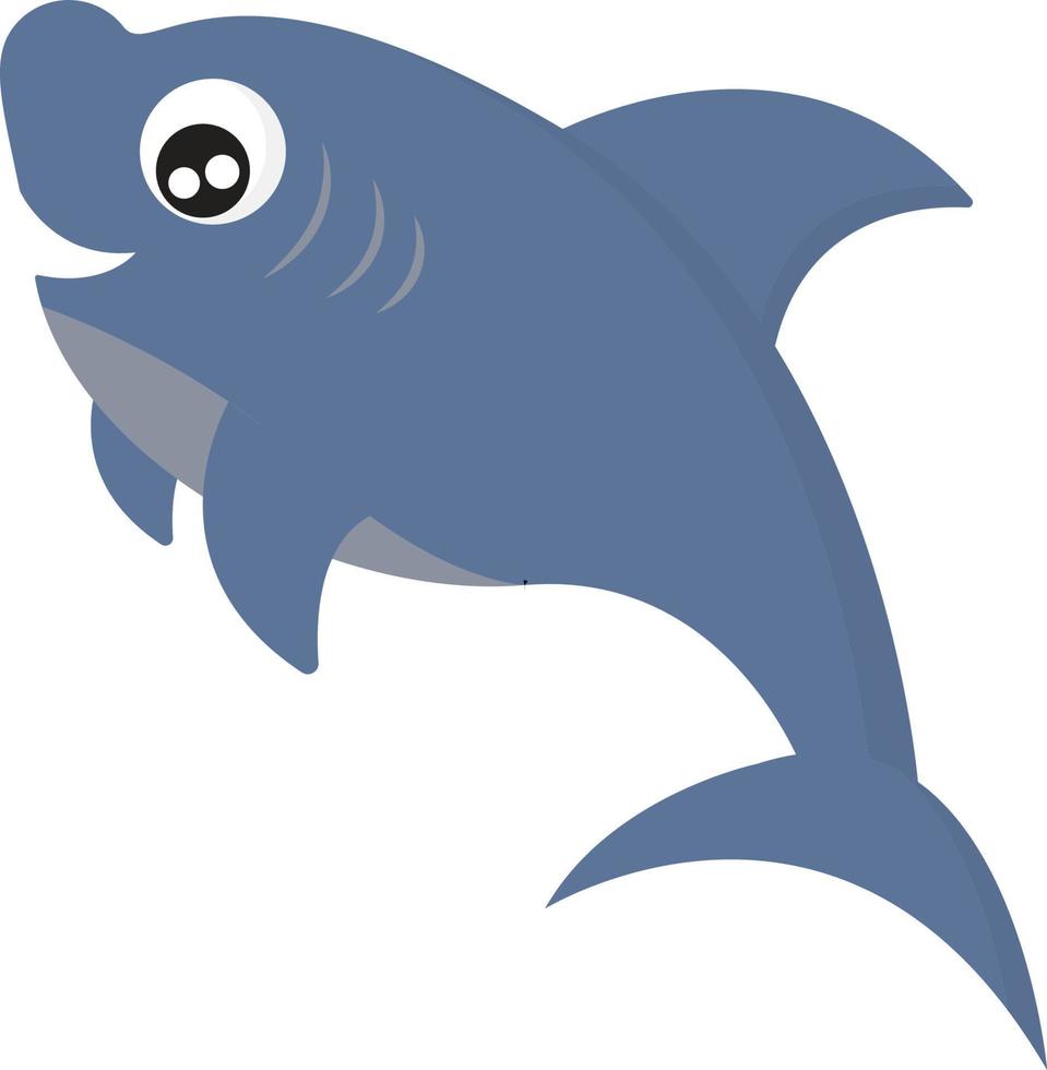 lindo tiburón sonriendo, ilustración, vector sobre fondo blanco.