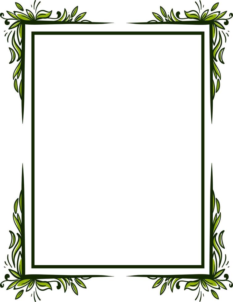 Decorative frame with leaves, illustration, vector on a white background.