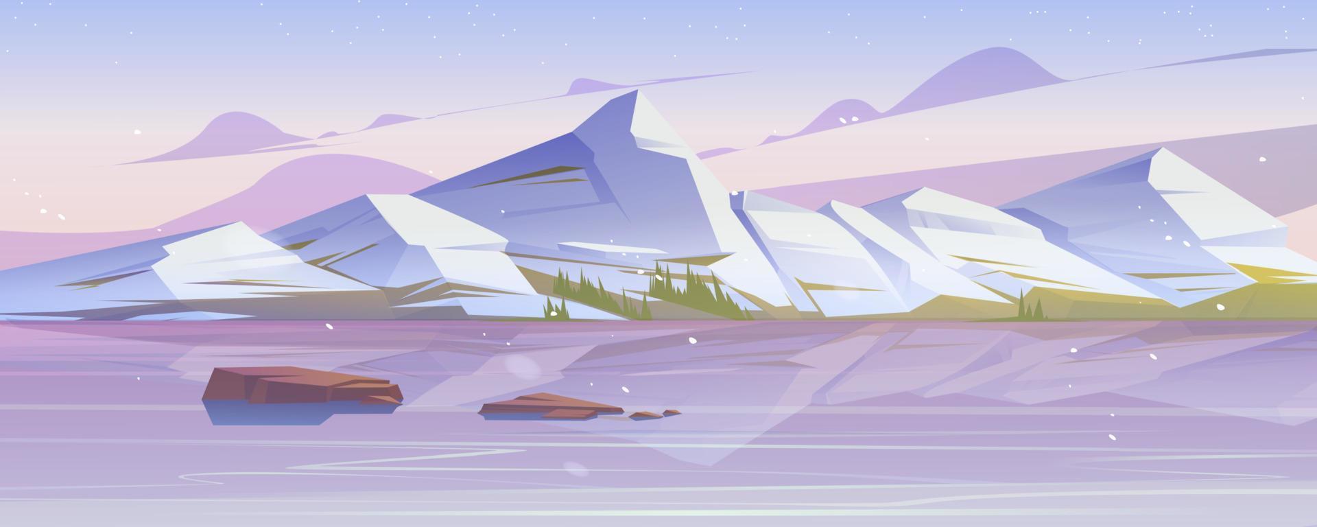 Winter mountains scenery landscape, nature view vector