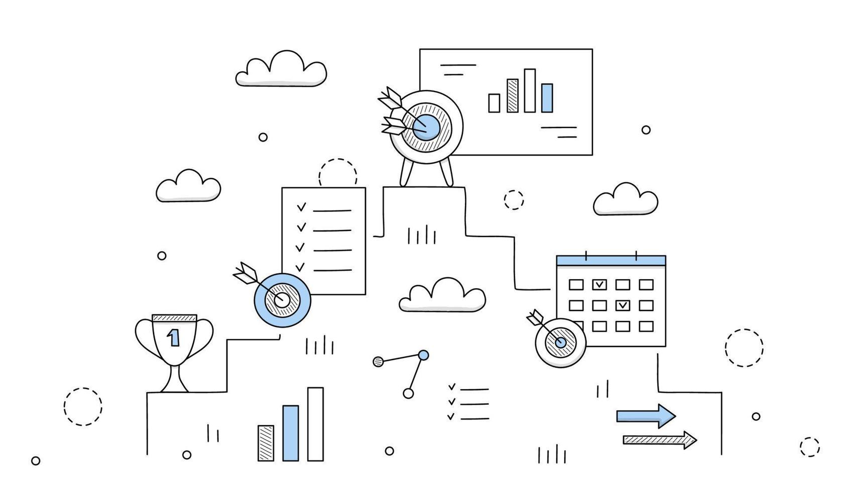 concepto de estrategia y objetivos de negocio vector